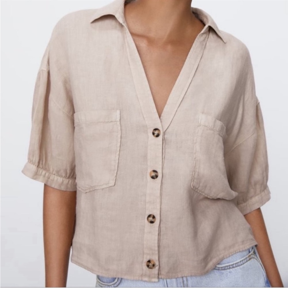 Zara Linen Blend Crop Top